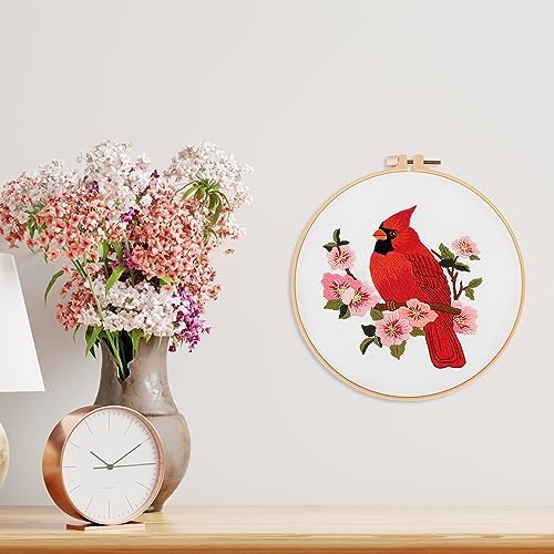 Louise Maelys Cardinal Embroidery Kits for Beginners with Flower Pattern - Image 5