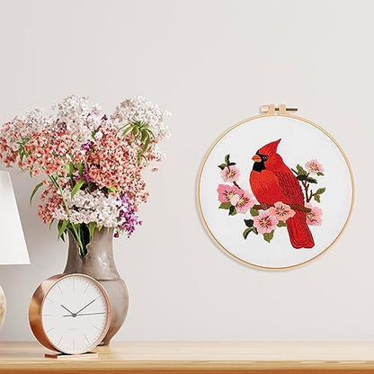 Louise Maelys Cardinal Embroidery Kits for Beginners with Flower Pattern - Image 5