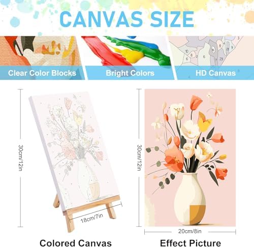 4 Pack Framed Paint by Numbers Kit for Adults with Wooden Easel, 8x12 Inch - Image 3