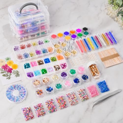 QimYiag 138 Pcs DIY Resin Kit, Epoxy Resin Kit, Resin Jewelry Making Kit Silicone Molds for DIY Crafts Jewelry Making - Image 6