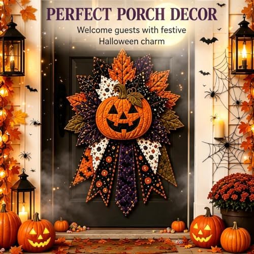 2026 New DIY Quilted Halloween Pumpkin Door Hanger Kit，#B - Image 2