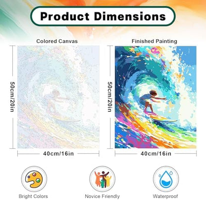 Possoco Paint by Numbers Kit for Adults Beginner & Kids Age 8-12, Colorful Easy Adult Paint by Number Kits on Canvas, DIY Acrylic Watercolor Oil Painting by Number for Teens for Home Decor 16x20 Inch - Image 3