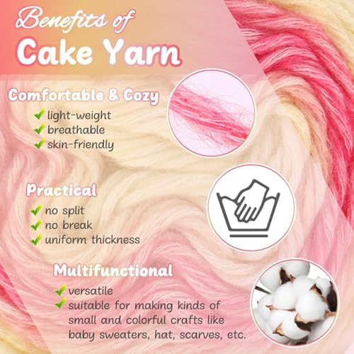Aeelike Cake Yarn for Crocheting, Soft Ombre Crochet Yarn, Pink Yellow - Image 4