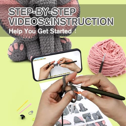 CODGP Crochet Kit for Beginners, 13-Inch Elephant Crochet Kit for Adults - Image 5