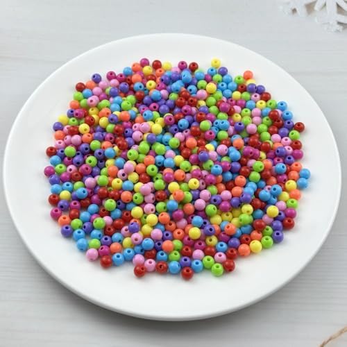 700pcs Acrylic Round Beads for Crafts 6mm Resin Candy Color Spacer Beads with Hole for Jewelry Making Sewing Crafts Decoration Necklaces Bracelets Earrings Supplies(Dark Mix Colors) - Image 2