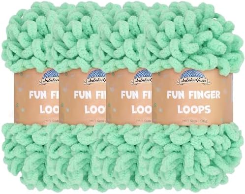 JubileeYarn Fun Finger Loops Yarn - Peppermint - 4 Skeins by BambooMN