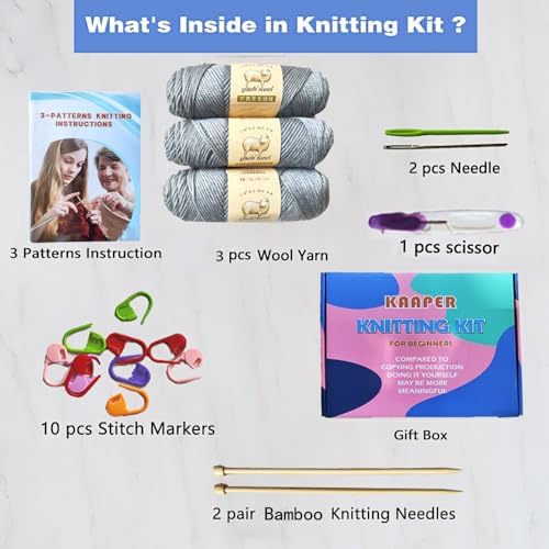 Kaaper Knitting Kit for Beginners Adults, Learn to Knit Starter Kit - Image 4