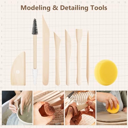 UUSYCUN 36PCS Pottery & Clay Sculpting Tools, Ceramics Polymer Tools Set, Clay Modeling Tools with Case for Air Dry Clay, Carving, Molding, Pottery Wheel, Crafting Supplies, Pros, Beginners, Adults - Image 4