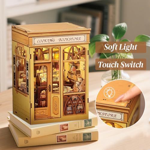 CUTEBEE Book Nook Kit - DIY Miniature House Dollhouse Kit for Adults and Teens, Booknook Tiny House Bookshelf Decor 3D Wooden Puzzle, Gifts for Family, Friends (Cooking Bookstore) - Image 4