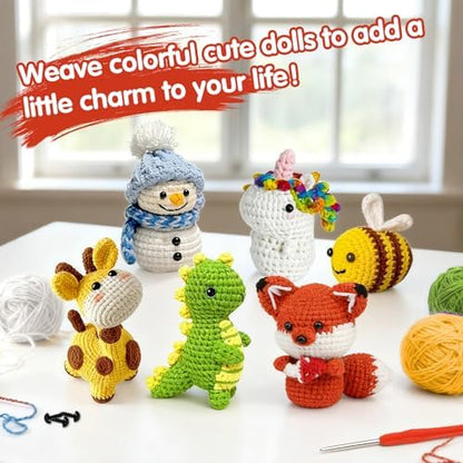 BLZEDIM 6Pcs Crochet Kit for Beginners, DIY Crochet Animal Kits with Step-by-Step Video Tutorials Beginner Knitting Kit for Adults DIY Stuffed Animals Valentine's Day Craft Gift for Starter (Unicorn) - Image 6