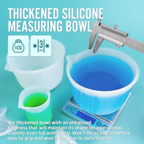 Silicone Resin Mixing Measuring Bowls 2Pcs 600ml/20oz for Resin Supplies, Thickened Reusable Silicone Bowl Cups for Epoxy Mixing, with Stir Sticks, Jewelry Making - Image 4