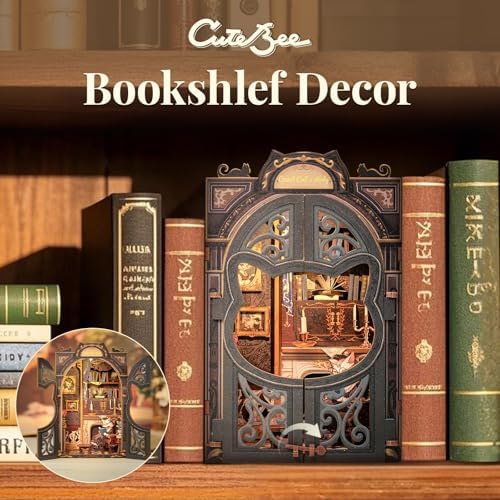 CUTEBEE Book Nook Kit for Adults, Cat Miniature House Kit, Adult Craft Gift - Image 3