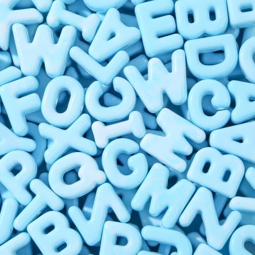 500g/160pcs Large Hole Letter Beads,Big Alphabet Shaped Beads Color Cloud Letter Beads,Large Hole Chunky Letter Bead for Keychains Purse Bag Charm Kit Backpack (Cloud-Blue) by CYEENUT