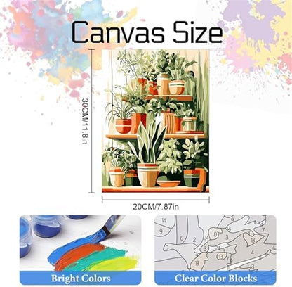 Jiqinsiye 3 Pcs DIY Plant Paint by Numbers for Adults,Wooden Framed Painting by Number Kits on Canvas,Acrylic Color by Numbers for Adult Beginner,Gifts Decor for Home Wall Room (Green Plant) - Image 4