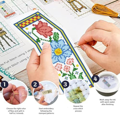 ORIGACH 6 Set Medieval Garden Flower Cross Stitch Bookmark Kit for Beginner - Image 4