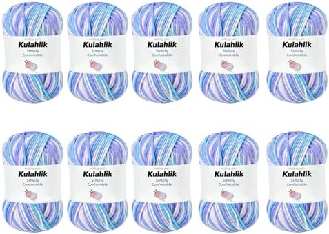 500g(10x50g) Acrylic Yarn for Crochet/Knitting, Gradient Yarn by Kulahlik