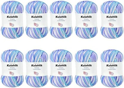 500g(10x50g) Acrylic Yarn for Crochet/Knitting, Gradient Yarn by Kulahlik