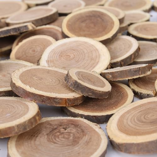 Natural Wood Slices for Crafts, 1.2"-2.5" Mini Assorted Unfinished Wood Tree Bark Round Log Discs for Arts & Crafts Christmas Ornaments Wedding Centerpieces (Assorted Size - 8OZ) - Image 2