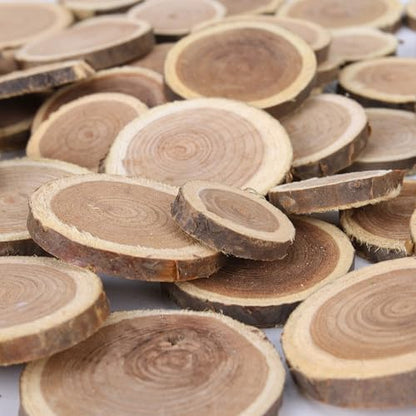 Natural Wood Slices for Crafts, 1.2"-2.5" Mini Assorted Unfinished Wood Tree Bark Round Log Discs for Arts & Crafts Christmas Ornaments Wedding Centerpieces (Assorted Size - 8OZ) - Image 2