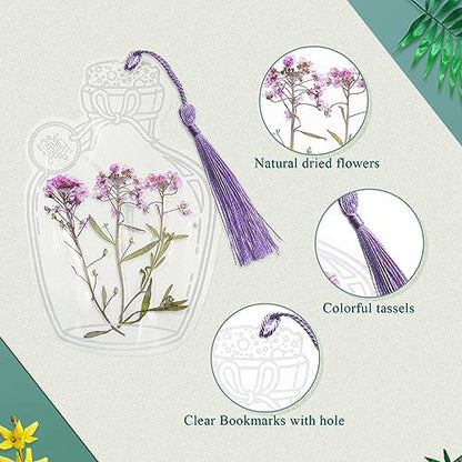 TaoBary 161 Pcs Transparent Dried Flower Bookmarks DIY Kit, Fresh - Image 4