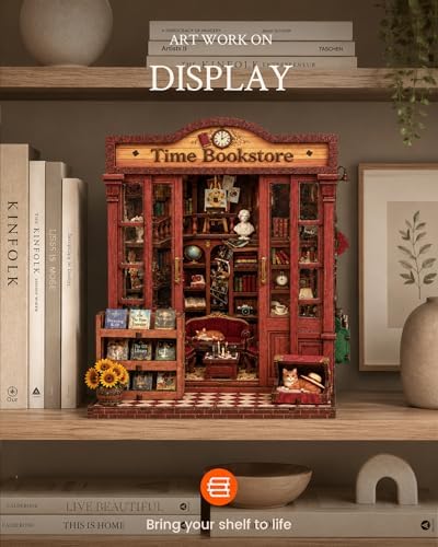 Book Nook Kit DIY Miniature House Kit for Adults, Timeless Library Mini Dollhouse with Furniture & LED Lights, 3D Wooden Puzzle Bookshelf Insert Decor, Creative Gift for Teens, Family & Friends - Image 6