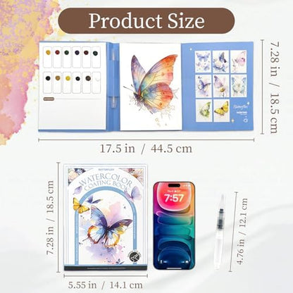 NaTuGi 3Pac Watercolor Workbook for Adults,Watercolor Coloring Book,Portable Watercolor Painting Books,Creative Stress Relief Kit,Suitable for Beginners Birthday Gift (Animal Series 3pc) - Image 4