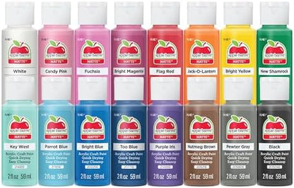Apple Barrel, Vibrant Spectrum Collection Acrylic Craft Paint, Promoabiii, each, 16 assorted matte colors, 2 Fl Oz, 16 Count by AppleBarrel