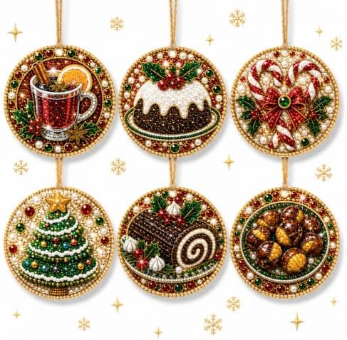 6 Pcs Christmas Pearl Diamond Art Ornament Kit for Adults (A4pc) by Unknown