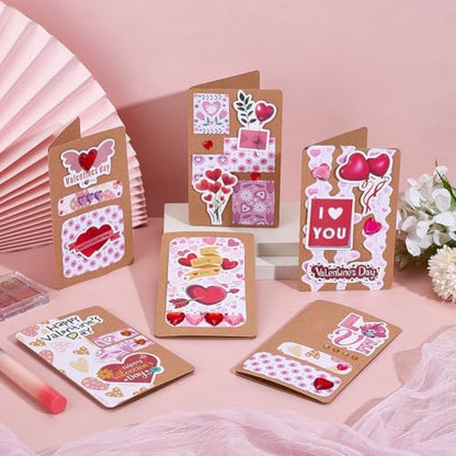 WEBEEDY 15 Sets Valentines's Day DIY Card Making Kits Valentines DIY Greeting Card Crafts with Envelopes, Blank Cards, Stickers for Birthday Christmas Anniversary Invitation Paper Craft Gift - Image 5