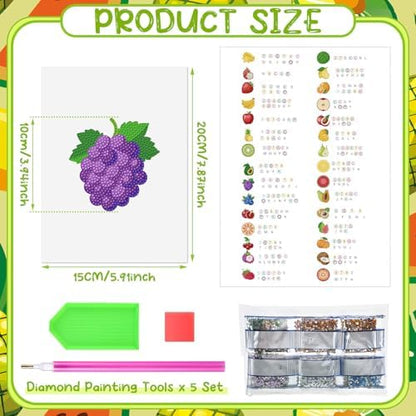 Xuhal 30 Pcs Fruit Mini Diamond Art Kits for Adults Small Diamond Painting - Image 3