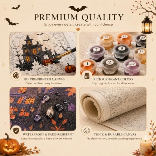 xcemhil Halloween Paint by Number Kit for Adults, 16x20inch - Image 4