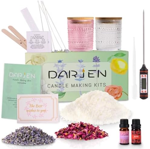 DARJEN Candle Making Kit for Beginners, 2 Jars Soy Wax Scented DIY Set by DARJEN