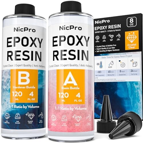 Nicpro 8 Ounce Crystal Clear Epoxy Resin Kit, Food Safe Resin by Nicpro