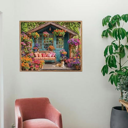 Flower House Paint By Numbers Kit For Adults Garden Adult Paint By Number Kits On Canvas Dog Village Oil Painting Kit For Beginners Adults' Paint-By-Number Kits For Gift Home Wall Decor 16x20 Inch - Image 4