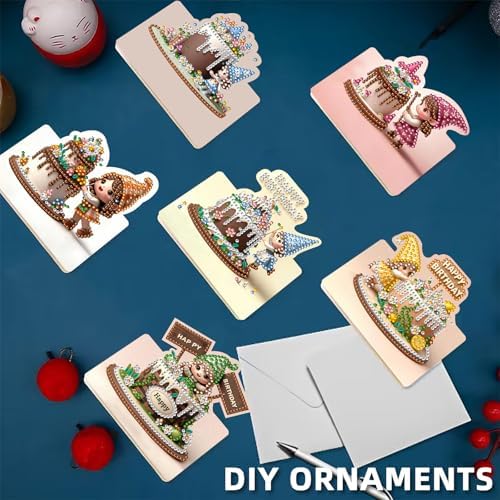 6PCS Diamond Art Painting Greeting Cards Kit, Birthday Themed DIY Card Making Set with Crystals and Envelopes, Creative Craft for Adults, Fun Party Activity and Personalized Gift - Image 4