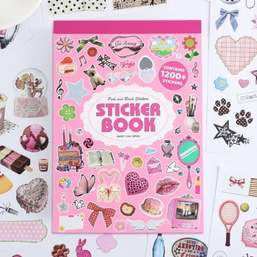 1200+ Sweet Cool Sticker Book, Cute Pink Vintage Small Stickers for Scrapbooking, Aesthetic Art Scrapbook Supplies for Adults Teens Women Girls Junk Journal Journaling - Image 2