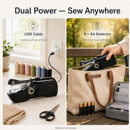 Handheld Sewing Machine for Beginners Adults, Portable Hand Sewing Machine with 42-Piece Kit & Storage Bag, Mini Cordless Electric Stitching Mending Machine, Dual Power Battery & USB, Home Travel DIY - Image 5