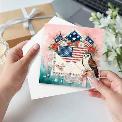 6Pcs Greeting Card DIY Diamond Art Painting Greeting Cards Special Shaped Holiday Blessing Folding Card Kit with Envelopes Arts Crafts for Birthday Festival-Envelope02 - Image 7