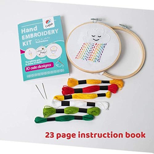 CraftLab Embroidery Kit for Kids - Beginner Sewing Kit with 10 Projects, Hoops, Thread, Patterns - Image 4