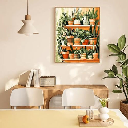 Yunruily Green Plant Canvas Paint by Numbers for Adults-Paint by Numbers Adults Plant,Painting by Number Canvas for Adult for Gifts and Home Wall Decor(with Gifts Box) 16x20inch - Image 3