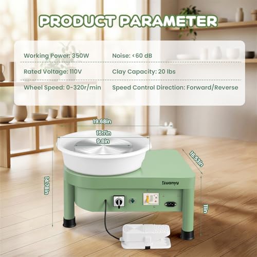 Huanyu Pottery Wheel Machine 10" with Foot Pedal for Adults Beginners - Image 6