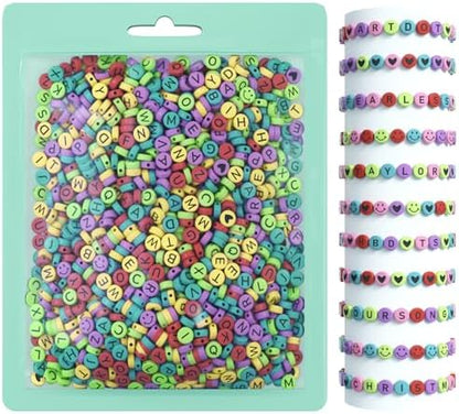 ARTDOT 800 Pieces Assortment Letter Beads for Friendship Bracelets Making Kit, 28 Styles Jewelry Making Supplies Alphabet Beads Set Preppy Crafts Art, Black Multicolor by ARTDOT
