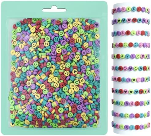 ARTDOT 800 Pieces Assortment Letter Beads for Friendship Bracelets Making Kit, 28 Styles Jewelry Making Supplies Alphabet Beads Set Preppy Crafts Art, Black Multicolor by ARTDOT