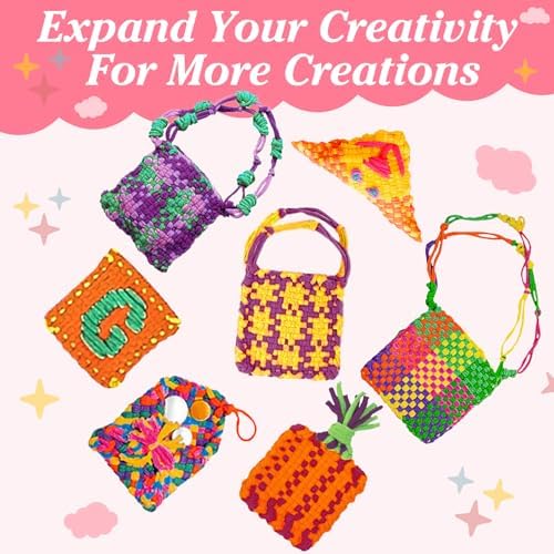 Naozinebi White Loom Loops Potholder White Weaving Loom Loops Potholder Loop Elastic Weaving Craft for Mother's Day DIY Flexible Kit Light Color Weave Crafts for Kids Adults DIY Crafts Supplies - Image 4
