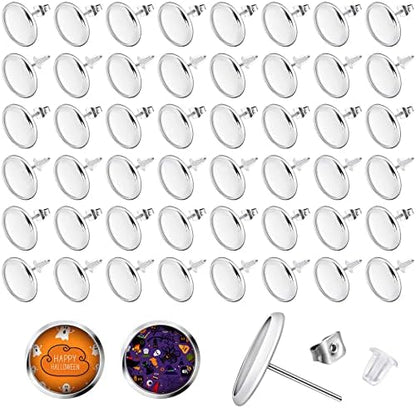 300 Pcs Earring Posts, Silver with Silver and Clear by Hicarer