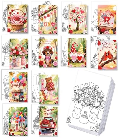 Niteform 12 Packs Valentine's Day Pre Drawn Canvas to Paint， 5x7 in Pre Printed Canvas Boards, Pre Stretched Outline Painting Kits for Beginners, Adults, Party Favors & Romantic Craft Activities by Unknown