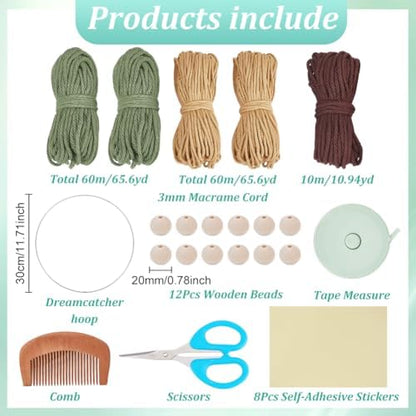 ACRNIGHEET DIY Macrame Kit for Adults Beginners Handmade Leaves Tree of Life DIY Boho Macrame Wall Hanging Ornaments with Macrame Supplies Wall Hanging Kit for Home Decor Craft Gifts(Coffee Series) - Image 2