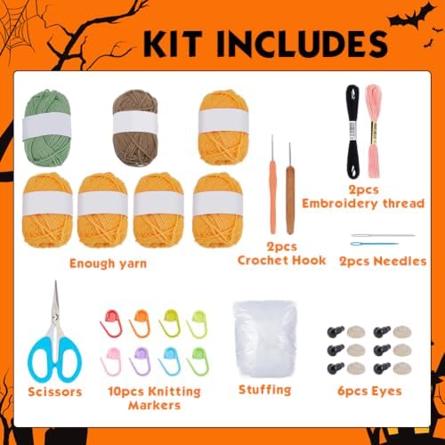 ACRNIGHEET 3Pcs Large Pumpkin Crochet Kit for Adults Beginners Halloween - Image 2