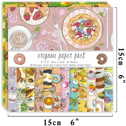 Origami Paper 50 Sheets, 6-Inch Square Double Sided Colored Craft Paper - Image 2