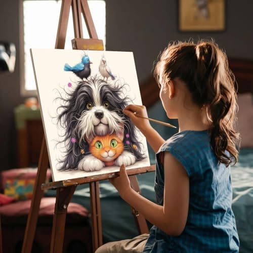 VIGEGU Dog Cat Paint by Numbers Kit for Adults Beginner with Framed - Image 3